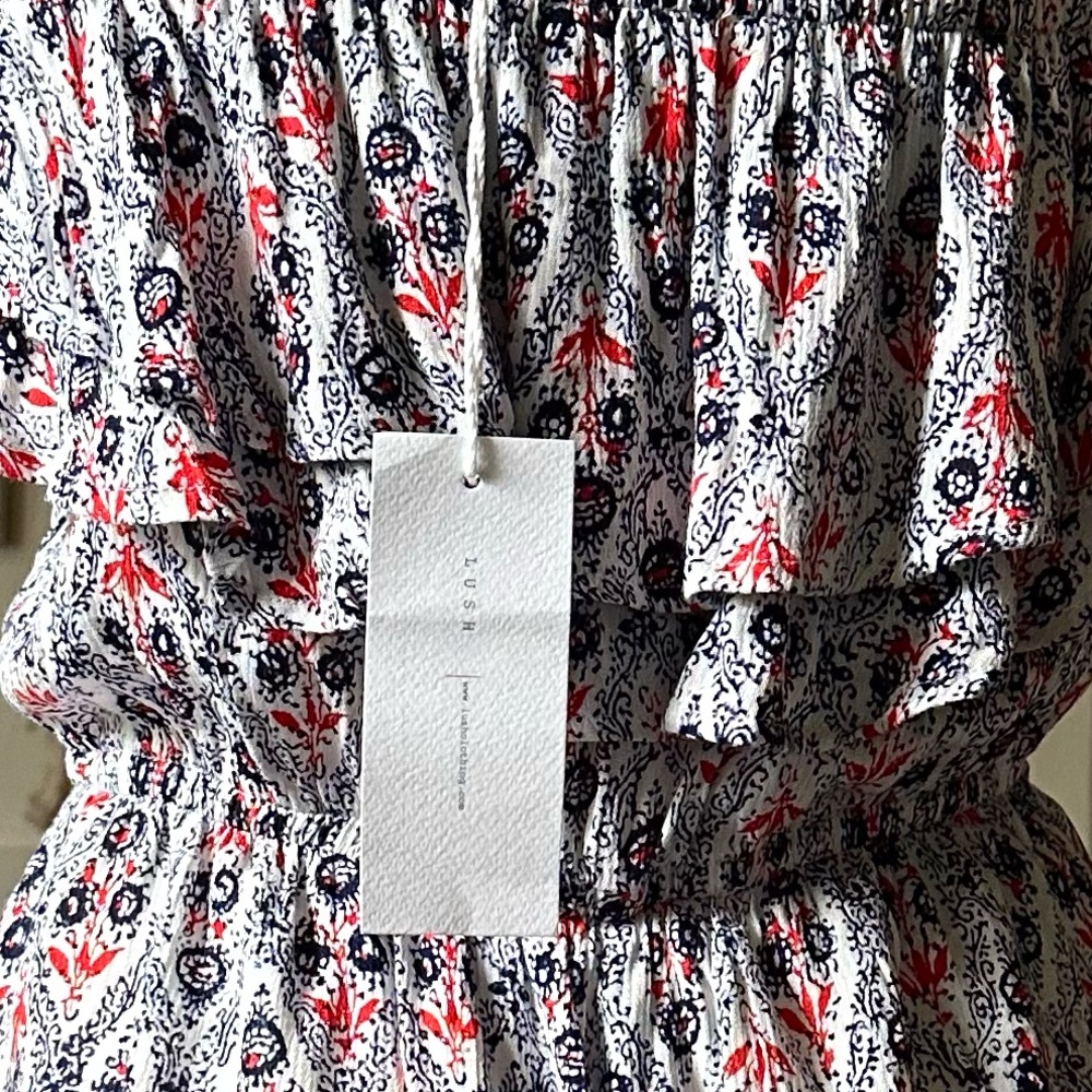 Strapless Floral Print Ruffle Romper - Picture 4 of 6